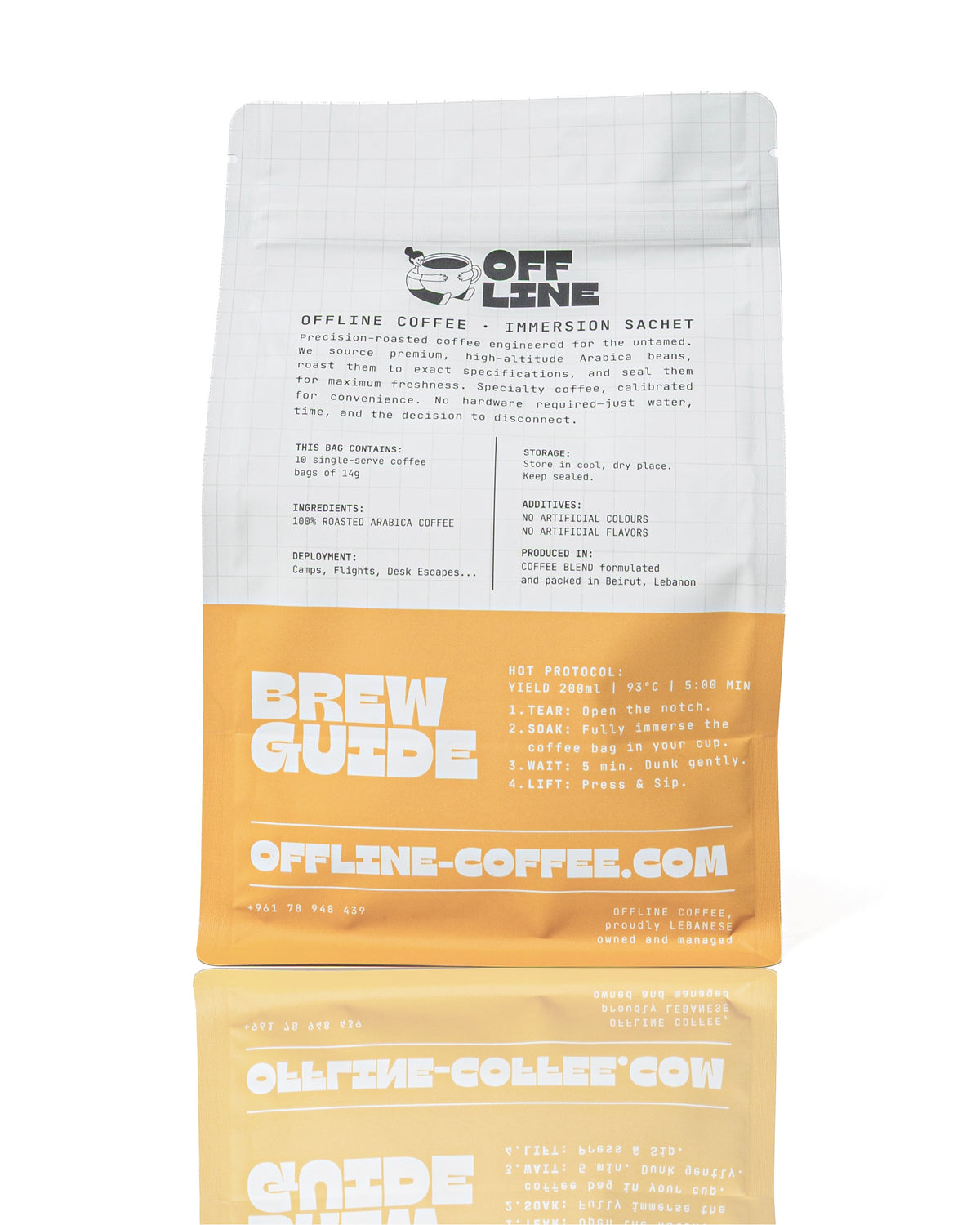 Juniper Valley coffee bag, back panel with brew guide