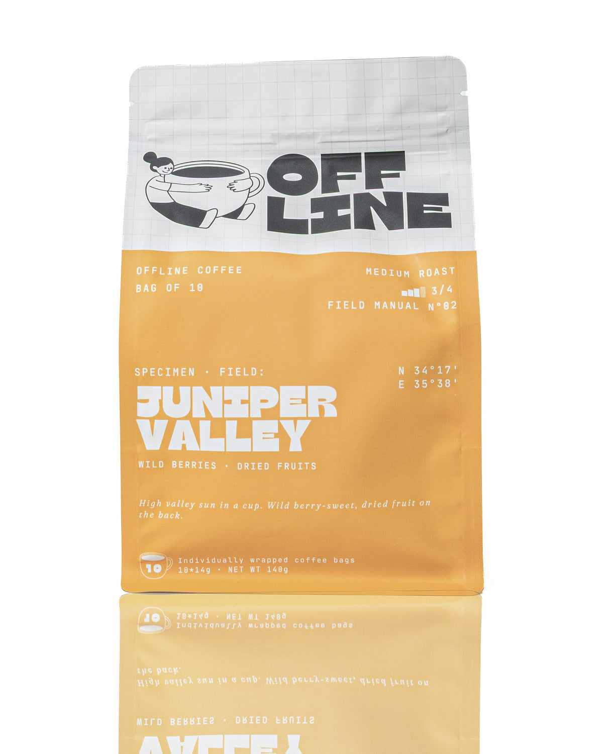 Juniper Valley coffee bag, front view