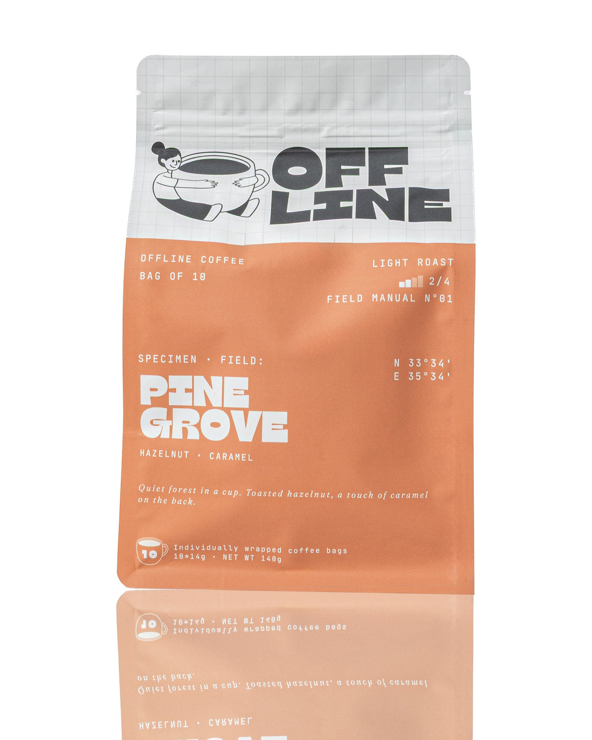 Pine Grove coffee bag, front view